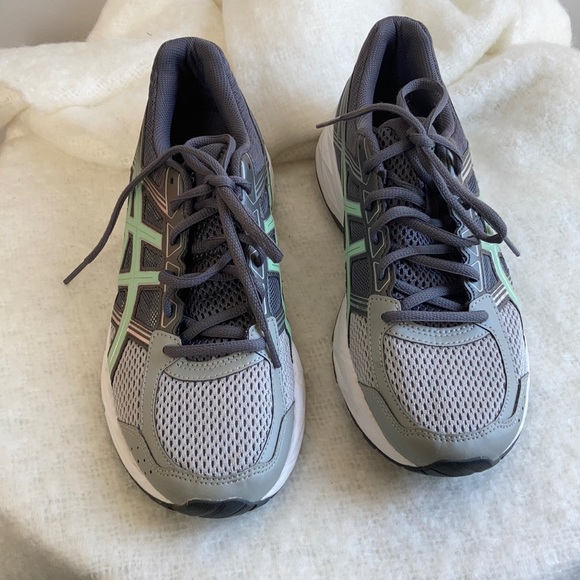 Asics Shoes - Asics Women's Gray and Mint Green Running Sneakers